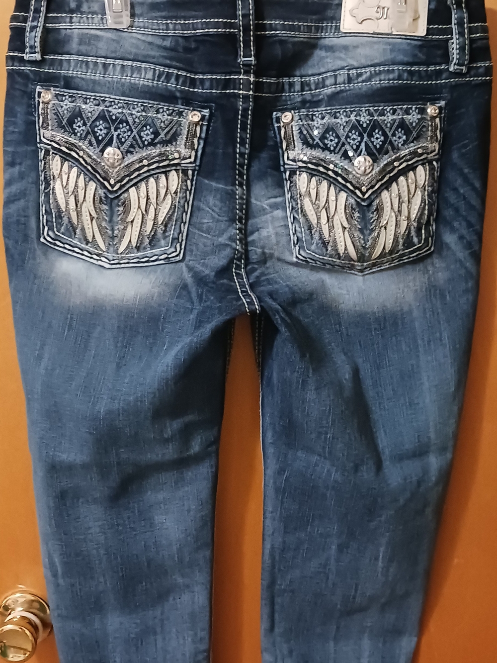 Miss Me Embroidered Pocket Skinny Jeans Size 34/30
